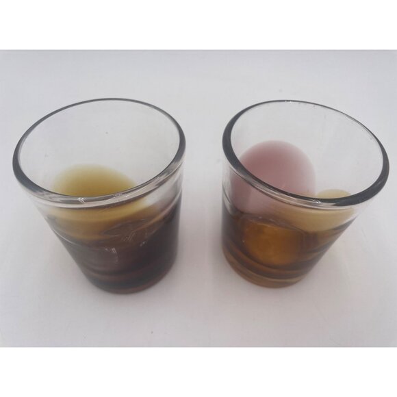 Pair Of Hand-Blown Glass Tumblers With Unique Swirl Design & Amber Hues - Picture 2 of 3